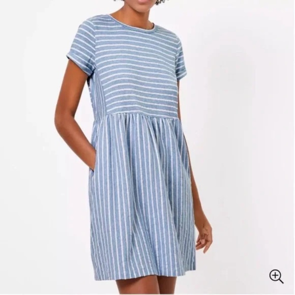 LOFT blue and White Striped Dress